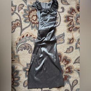 XSCAPE Petite by Joanna Chen Elegant Gray Evening Dress